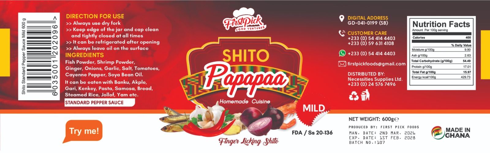 Firstpick Canned Shito Black Pepper Sauce 370g Hot (WHOLESALE) - Image 5